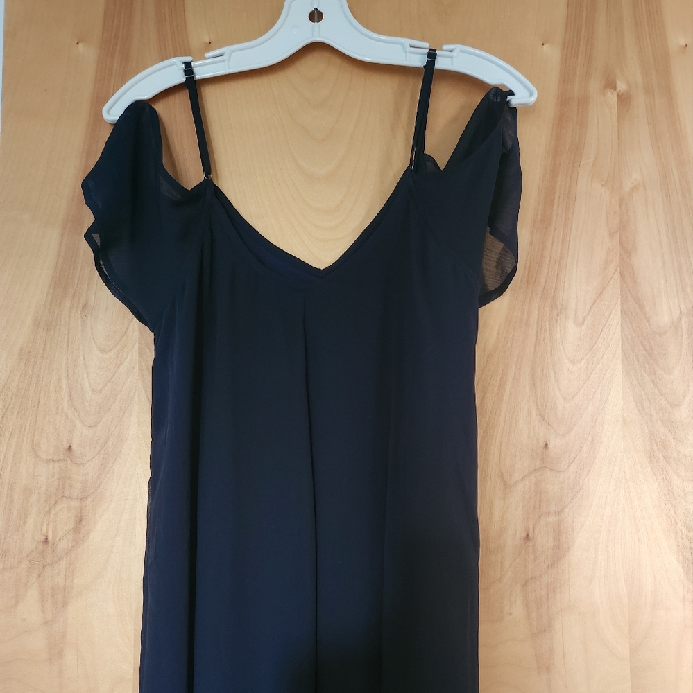 Abercrombie & Fitch navy blue cold shoulder shiffon dress